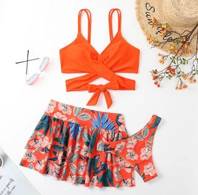 2023 new pattern Amazon Swimsuit sexy Backless printing Paige Fission Skirt Three hot spring Swimsuit