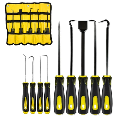 Mühərrik tənzimləmə alətləri | Hot-Selling In-Stock 4-Piece/9-Piece/11-Piece/13-Piece/17-Piece Car - yellow-9-piece-hook-set-oxford-storage-roll-bag