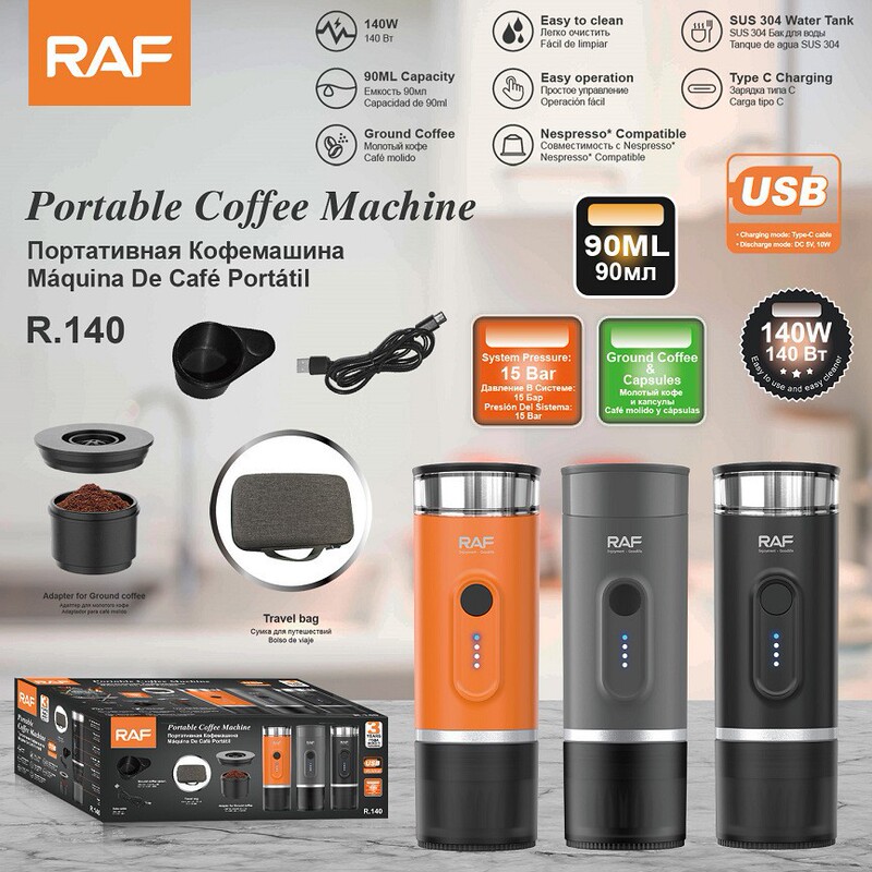Raf Portable Electric Coffee Machine Two-In-One Capsule Coffee Machine Outdoor Travel Espresso Cross-Border Italian Style