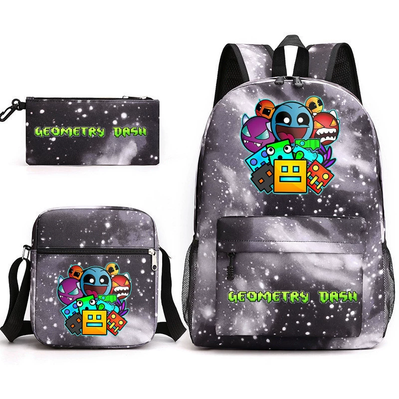 Геометрическая спринт игра Geometry Dash трехчастный рюкзак мужской и женский студентский кампус пенал холщовая сумка