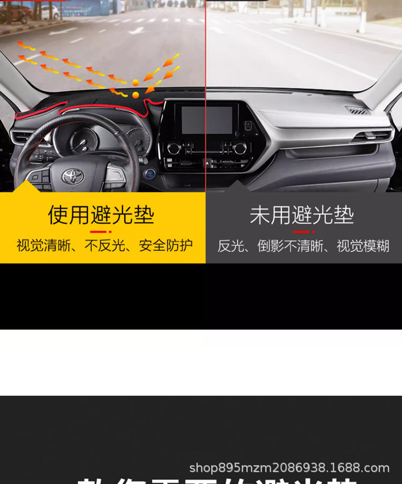 Suitable for 24 Highlander Instrument Panel Light-Proof Mats, Crown Land-Mounted Center Console Sun Protection Mats, Interior Decoration Modifications
