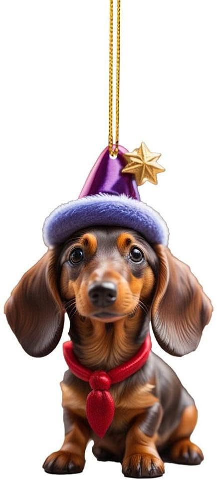 Transfronterizo nuevo perro de Navidad árbol de Navidad decoración colgante de acrílico plano regalo de Navidad decoración colgante