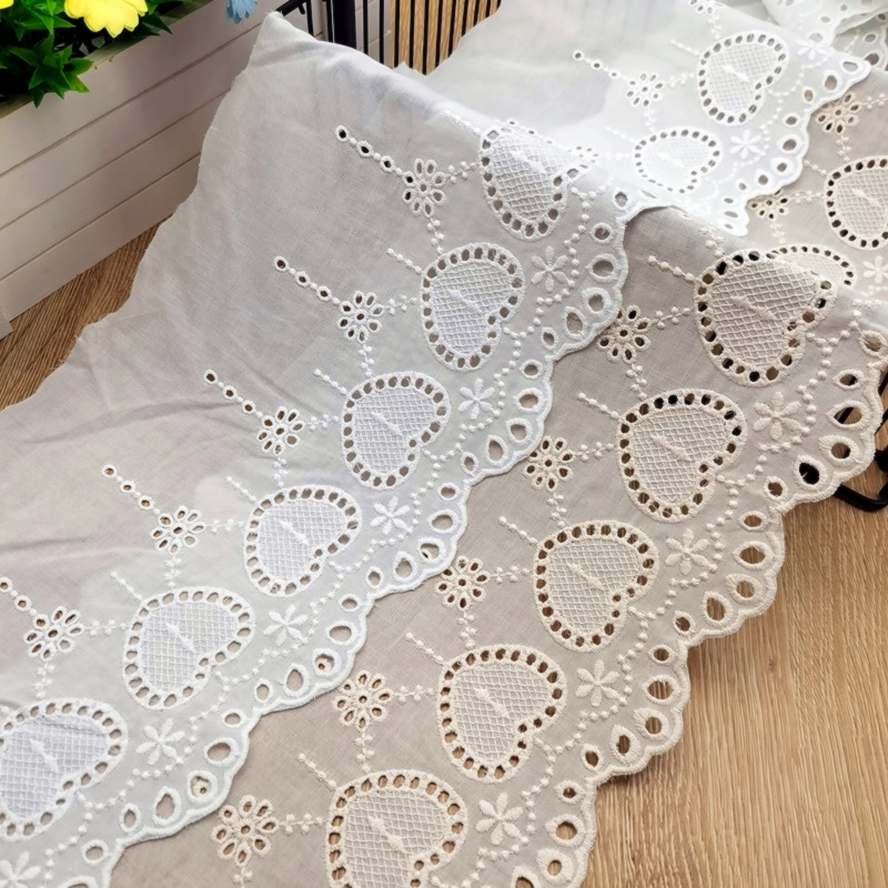 18cm Apricot-Colored Heart-Shaped Hollow Cotton Fabric Clothing Accessories Lolita Children's Clothing Skirt Lace Home Textile Four-Piece Set