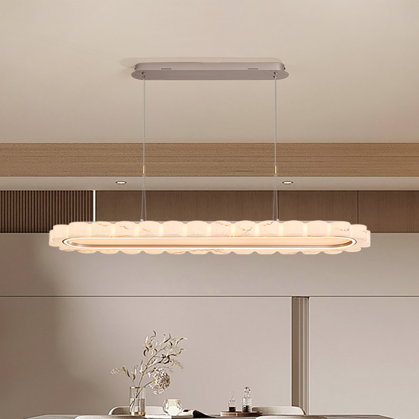 Lámpara de la sala de estar italiana de lujo imita la nube de piedra moderna y simple diseñador de anillo de alta calidad nueva lámpara de vestíbulo 055L