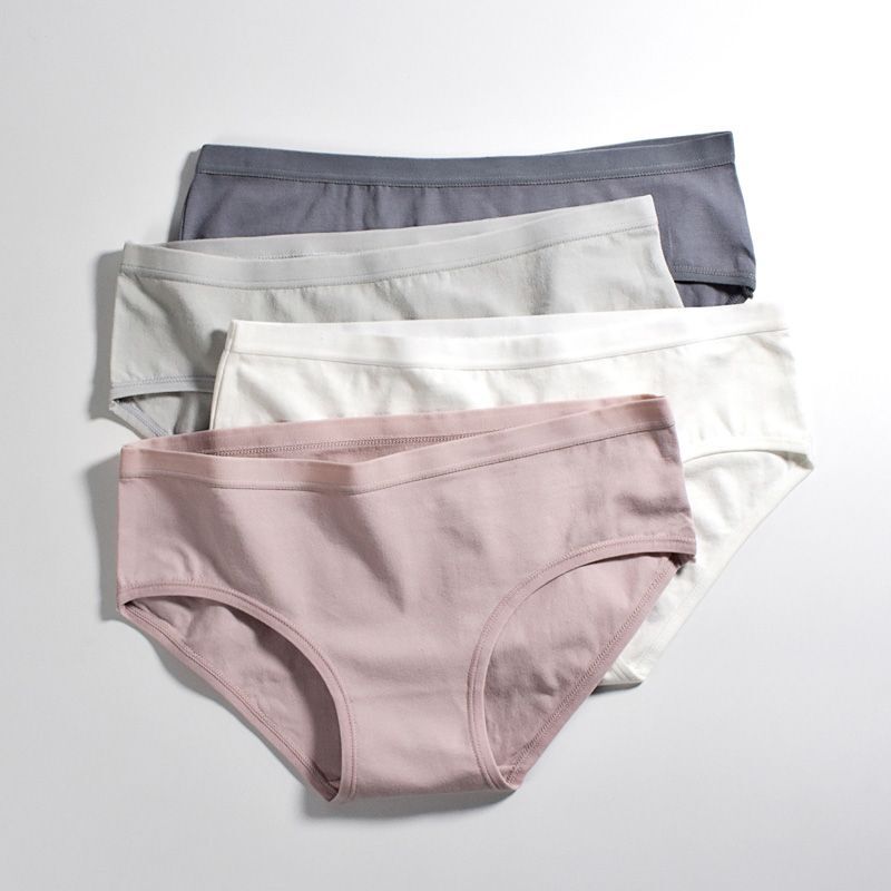 4-Pack of Women's Cotton Antibacterial Low-Waist Underwear for School Girls Japanese Style Style Cute Breathable Simple Sweet Seamless Underwear