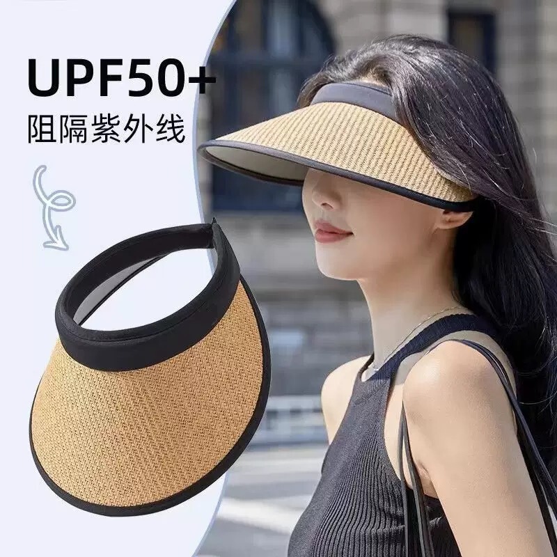 New Style Sun Hat for Women, Sun Protection Hat with Large Brim, Black Rubber Hollow Top, Face-Covering Sun Hat for Cycling, Fashionable Casual Straw Hat New Style Sun Hat for Women, Sun Protection Hat with Large Brim, Black Rubber Hollow Top, Face-Covering Sun Hat for Cycling, Fashionable Casual Straw Hat