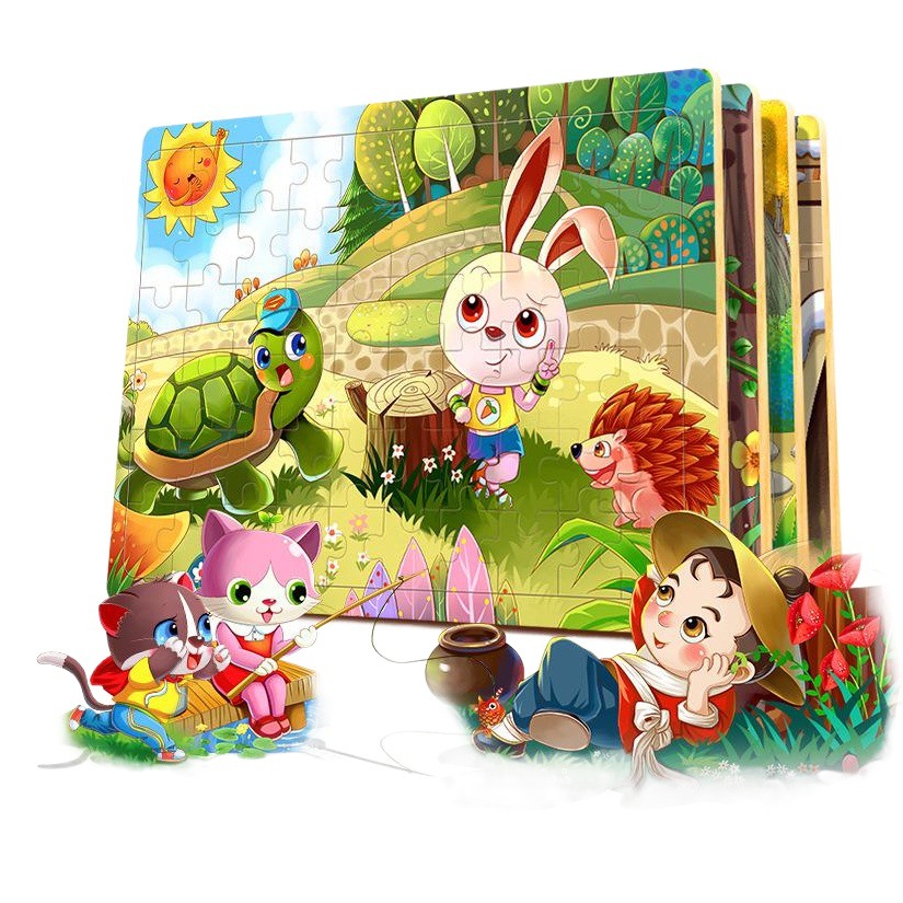 60枚の木造のパズルの子供の益智慧の早教の啓蒙のパズルのおもちゃの卸売りの3-4-5-6歳