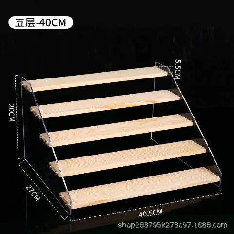 Display Stand Acrylic & Wood Ladder, Multi-Tier Doll Minifigure Rack, 20–50 cm Options
