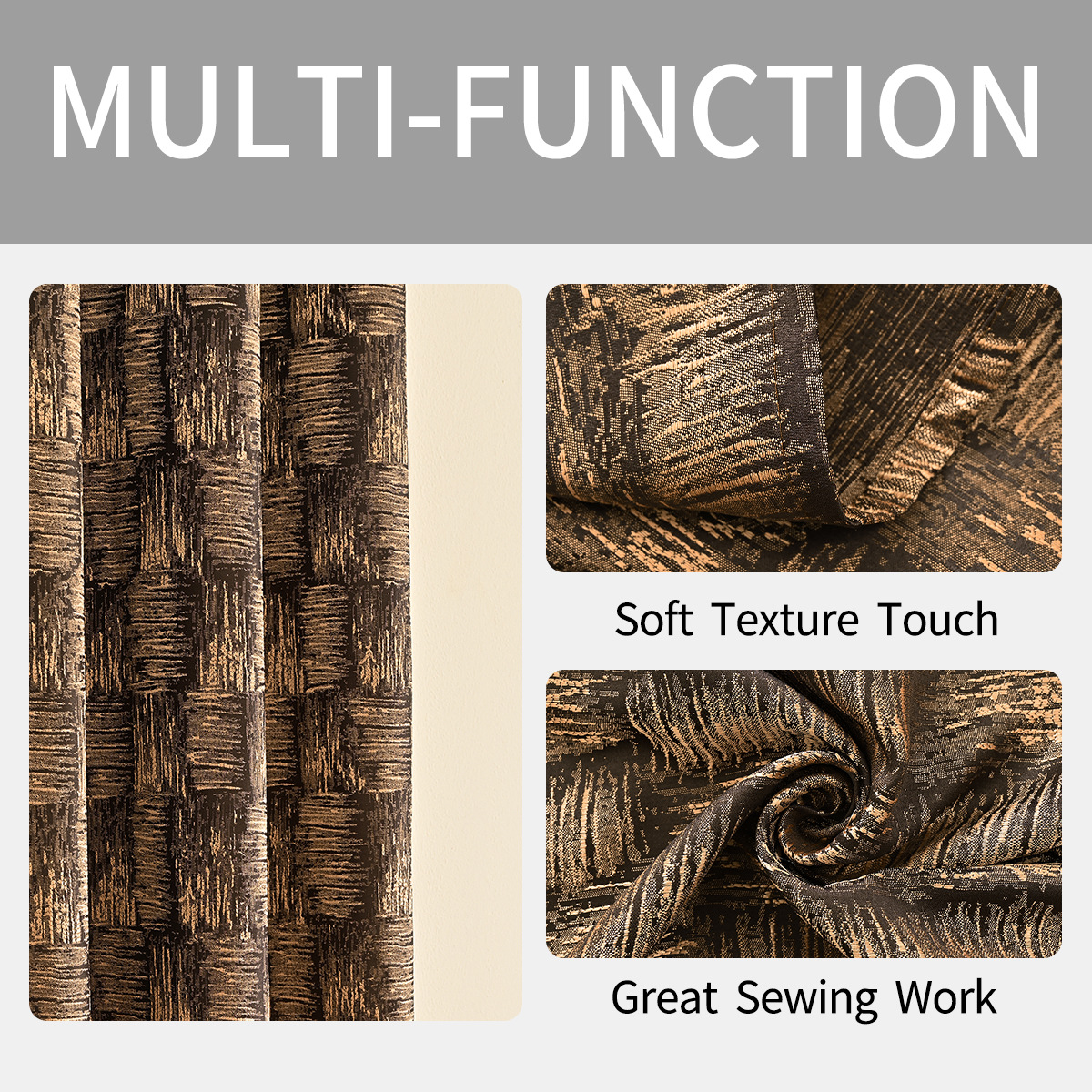 Amazon transfronterizo nueva cortina de madera jacquard cortina perforada cortina de sala de estar TEMU en stock