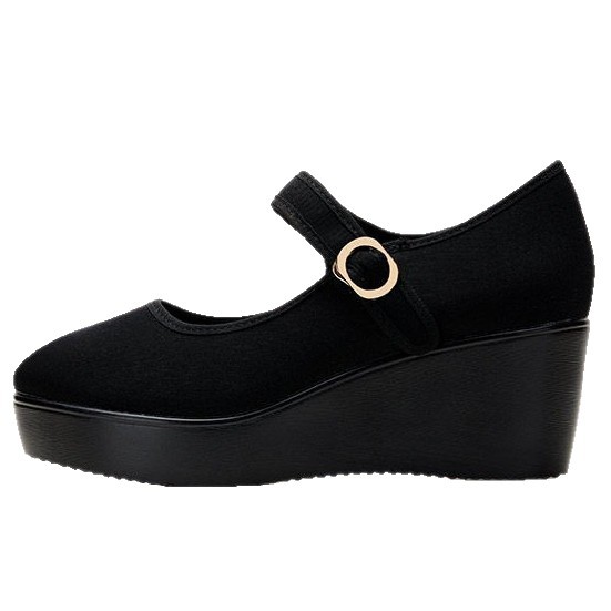 Zapatos de baile casuales de todo fósforo con plataforma de tacón de cuña zapatos de tela viejos de Beijing cómodos zapatos de madre de suela suave zapatos de trabajo planos