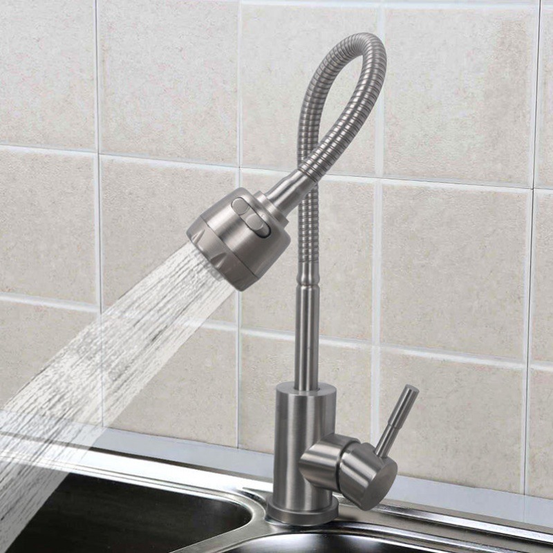 304 grifo de cocina de acero inoxidable grifo de latón frío y caliente grifo de lavabo en frío único a prueba de salpicaduras de agua al por mayor image 3