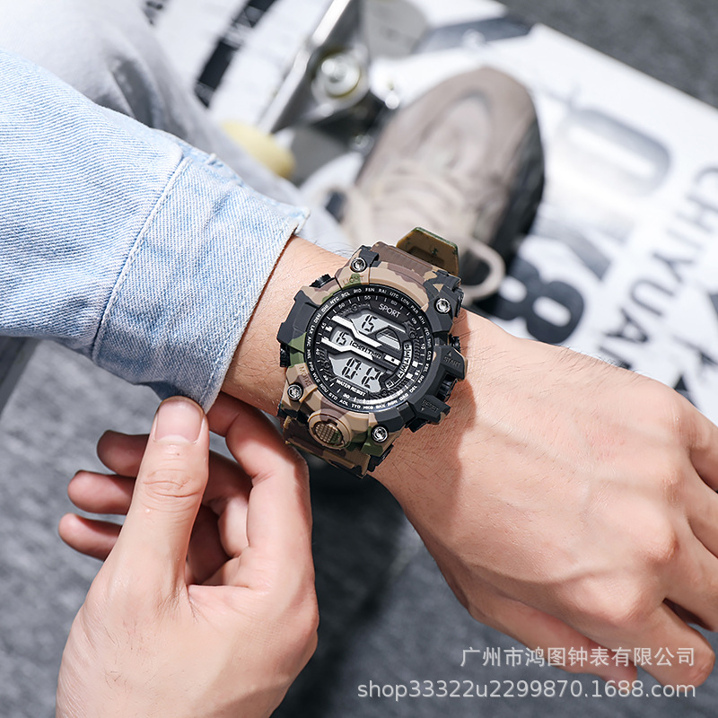 2022 nuevo cross-border amazon gran dial impermeable deportes multi-funcional popular luminoso reloj electrónico de los hombres