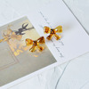 Retro acrylic resin handmade with bow, amber earrings