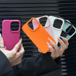 Solid Color Simple Lychee Leather Apple 16/15Promax Series Large Hole Phone Case Anti-fall Ins Style