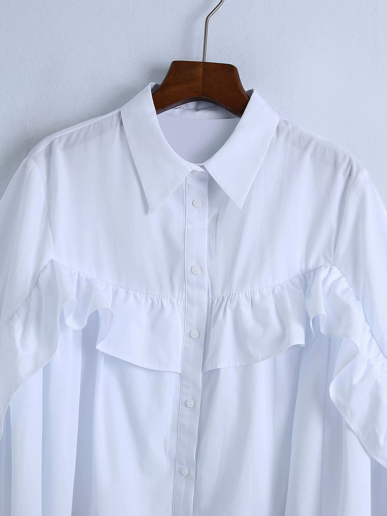 laminated white poplin blouse  NSAM38928