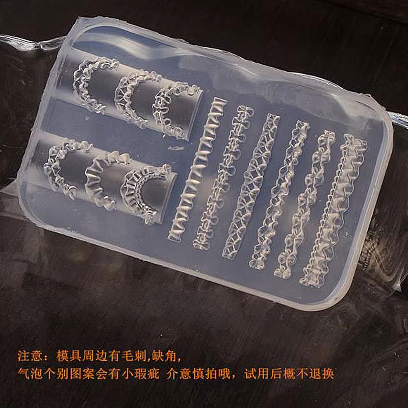 French-Style Skirt Lace Nail Art Decoration High-Transparency Silicone Mold DIY Resin Relief Carving Mold Alternative DIY