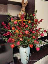 仿真红花石榴果装饰摆件中式客厅餐桌玄关假绿植插花过年花束绢花