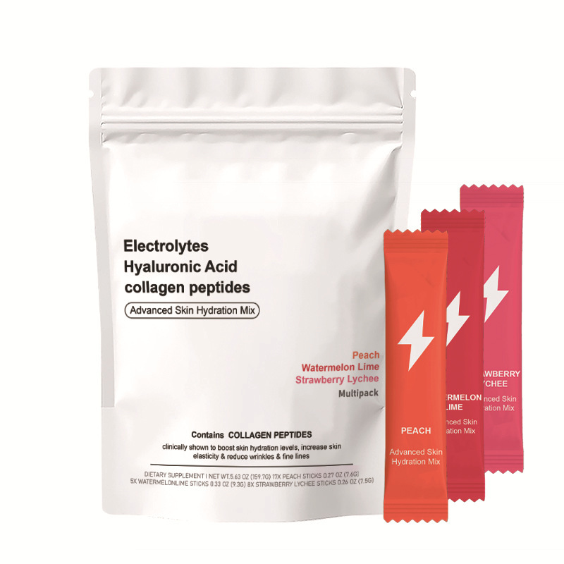 Electrolyte Hyaluronic Acid Collagen Peptide Powder Skin Moisturizing Mix Powder Peach/Watermelon Lime/Strawberry Lychee