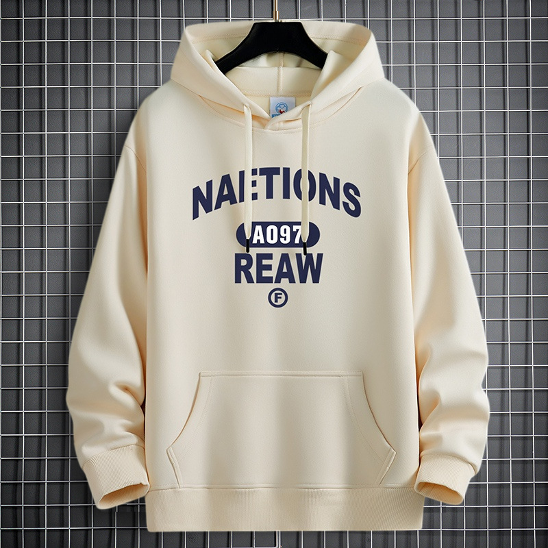 Heavyweight spring and autumn hooded sweatshirt for men, young students, and couples; Korean-style casual, loose-fitting hoodie Heavyweight spring and autumn hooded sweatshirt for men, young students, and couples; Korean-style casual, loose-fitting hoodie