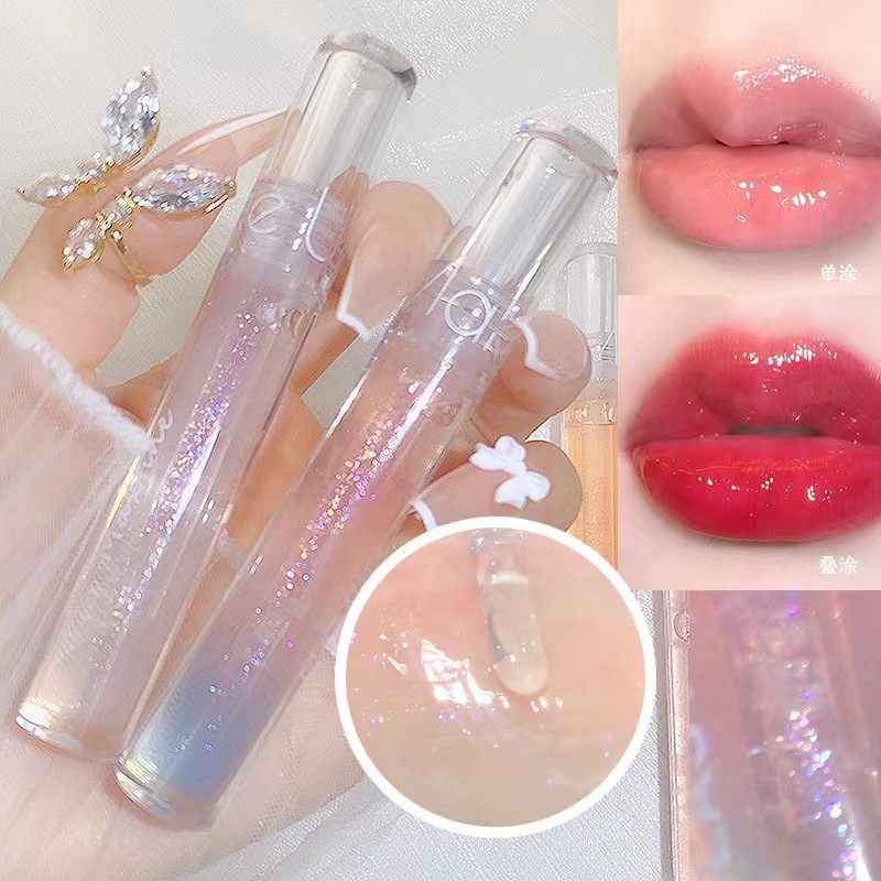 Maxfine Gloss Transparent Doodle Lip Glaze Lip Gloss Jelly Ribbon Flash Doodle Lip Honey Lipstick Water Lip Dye Liquid