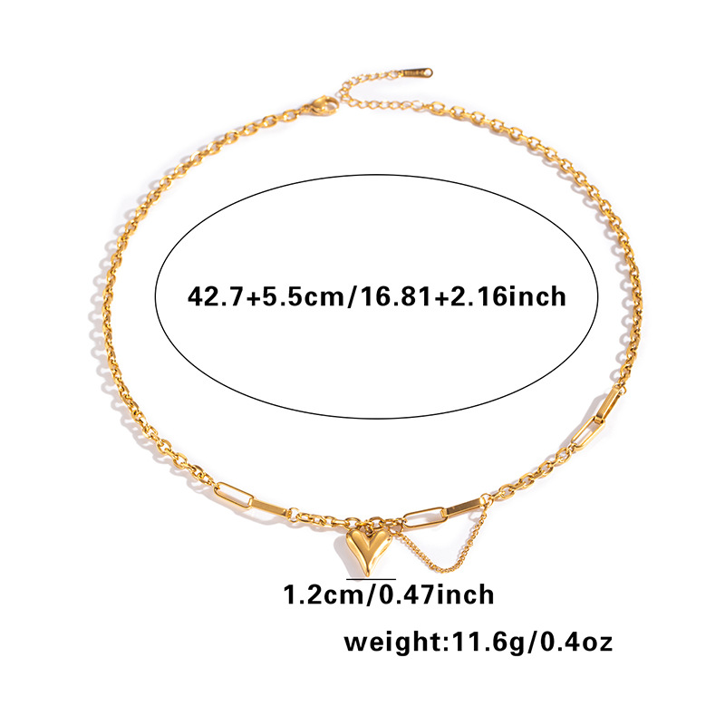 11g Weight 0.03µm Gold Plating Thickness Electroplated Gold Plating Process Golden Plated Plating Material Stone-Free Inlay Material Necklace Classification cable chain Chain Type 1 Piece Quantity Holiday, Daily Occasion 201 Stainless Steel Material Animal, Heart Shape, Butterfly Pattern Women's Gender Sweet Style Plating Craft Titanium Steel Chain Heart Shape Bracelets Necklace 10