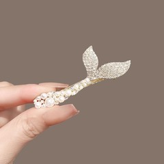 韓国のサイドヘアピン真珠の魚の尾のカモの口は前髪を挟みます。
