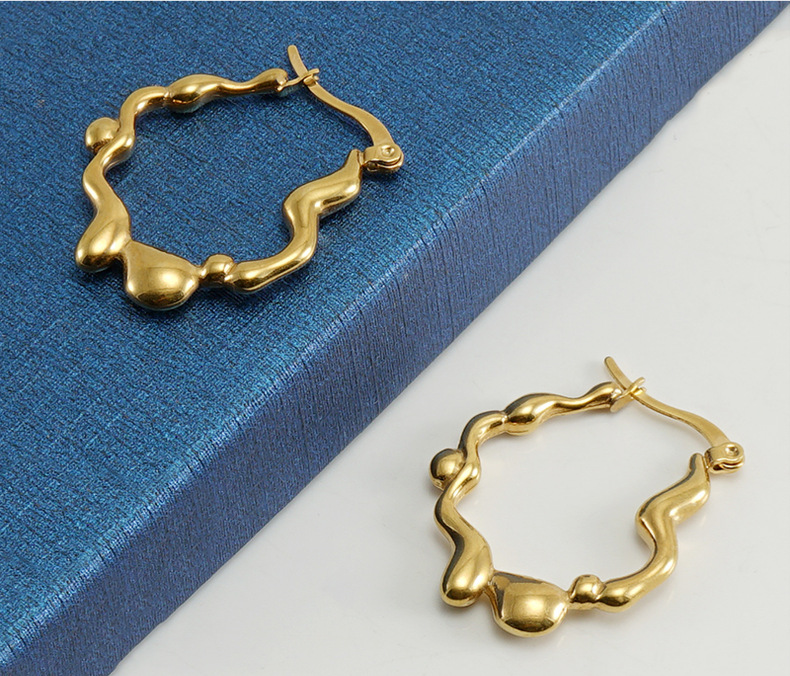 10g Weight PVD Coated Gold Plating Process 304 Stainless Steel Ear Needle Material 1 Pair Fashion Geometric Irregular 304 Stainless Steel Titanium Steel 18K Gold Plated Stainless Steel Earrings