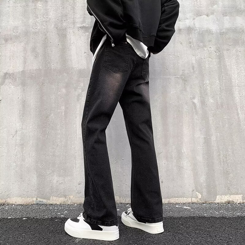 Primavera y otoño jeans negros marca de moda para hombres vibe pantalones anchos rectos sueltos pantalones casuales retro americanos