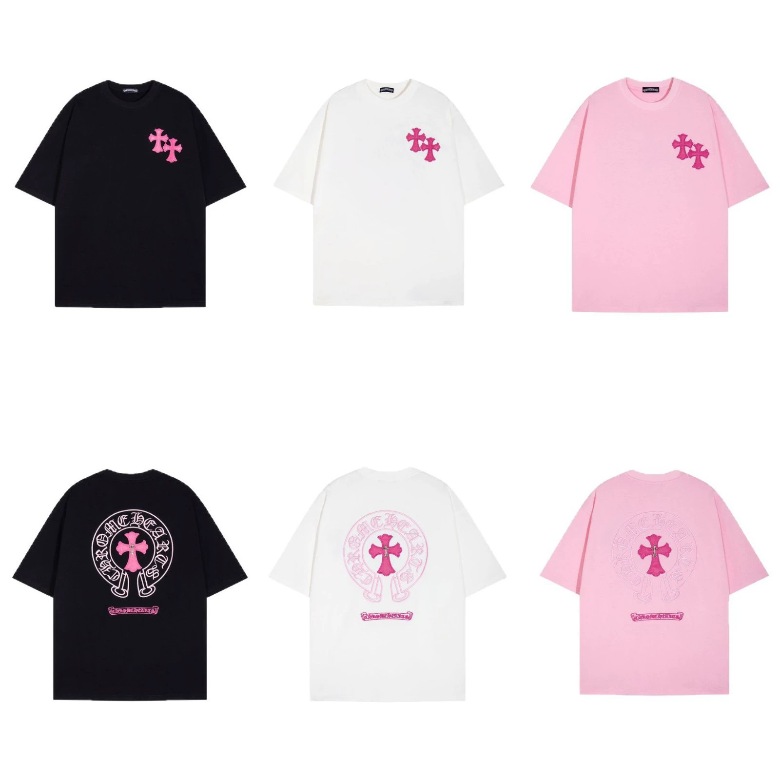 [新品正确版潮牌Chrome Hearts24ss男女纯棉十字架刺绣短袖T恤]