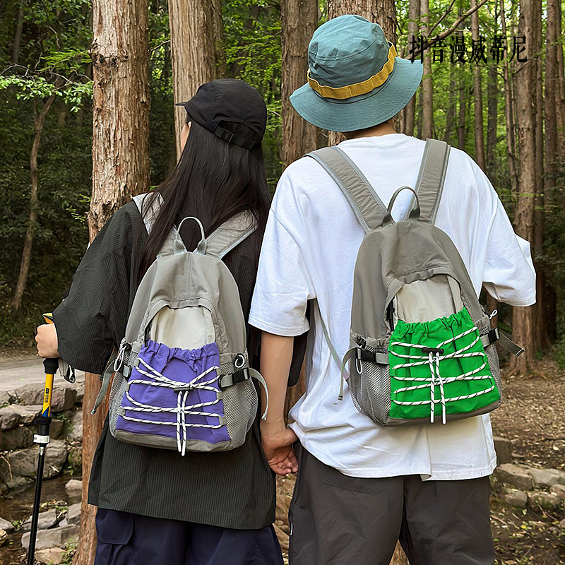 Shake Marvel Tini al aire libre contraste de color simple viento de hombro espalda mochila portátil con cremallera versátil bolso de cubo