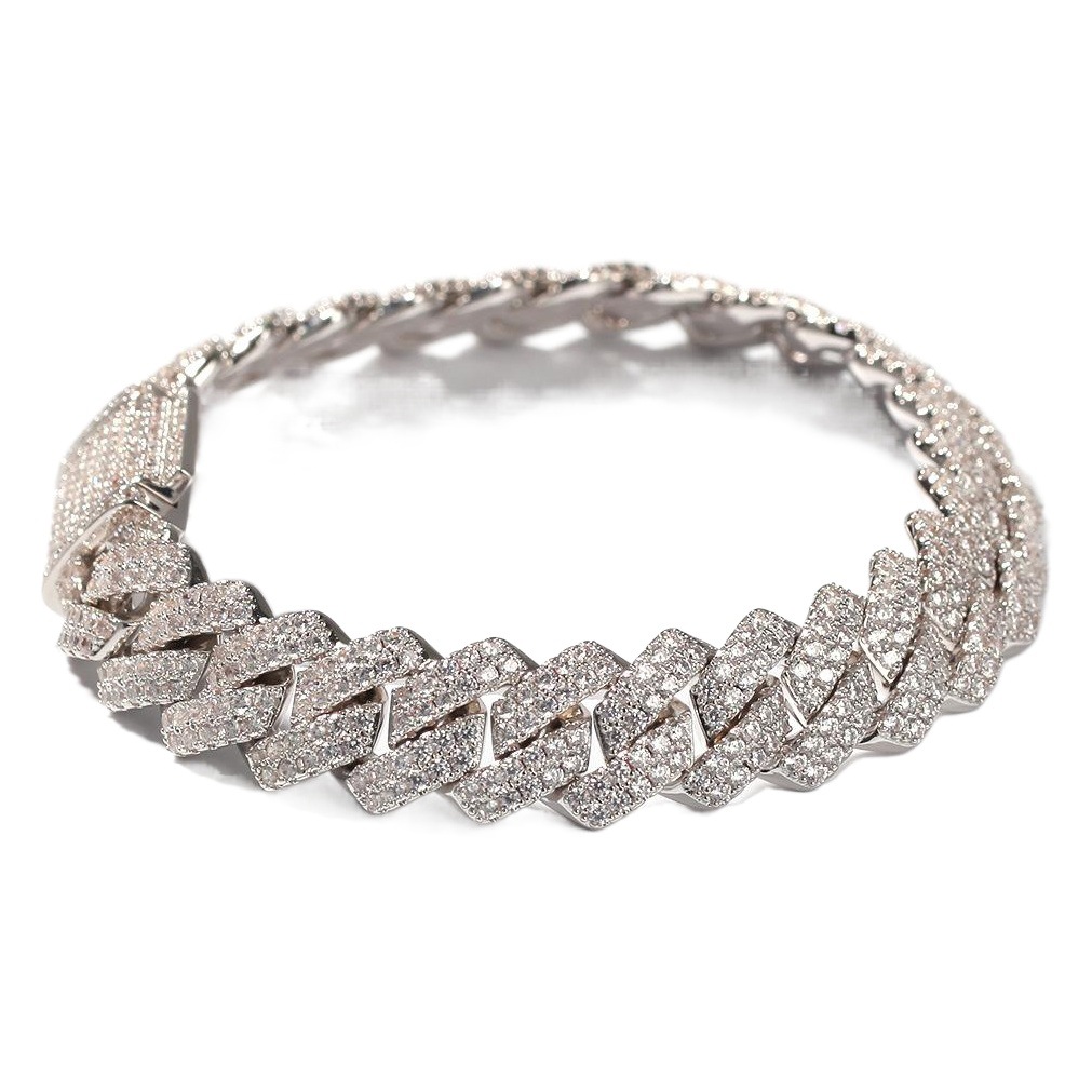 Venta caliente transfronteriza hip hop micro incrustaciones ZIRCON pulsera hombres de alta calidad personalidad bar pulsera cubana