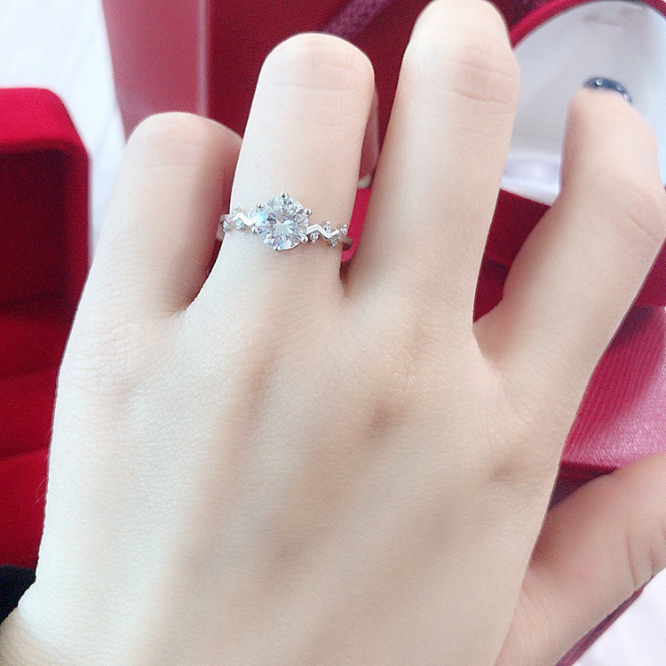 Blumenrand Sechs Krallendiamant S Reines Silber Net Red Light Luxus Temperament Micro Intarsien Damen Öffnungsring Schmuck_voghion.com