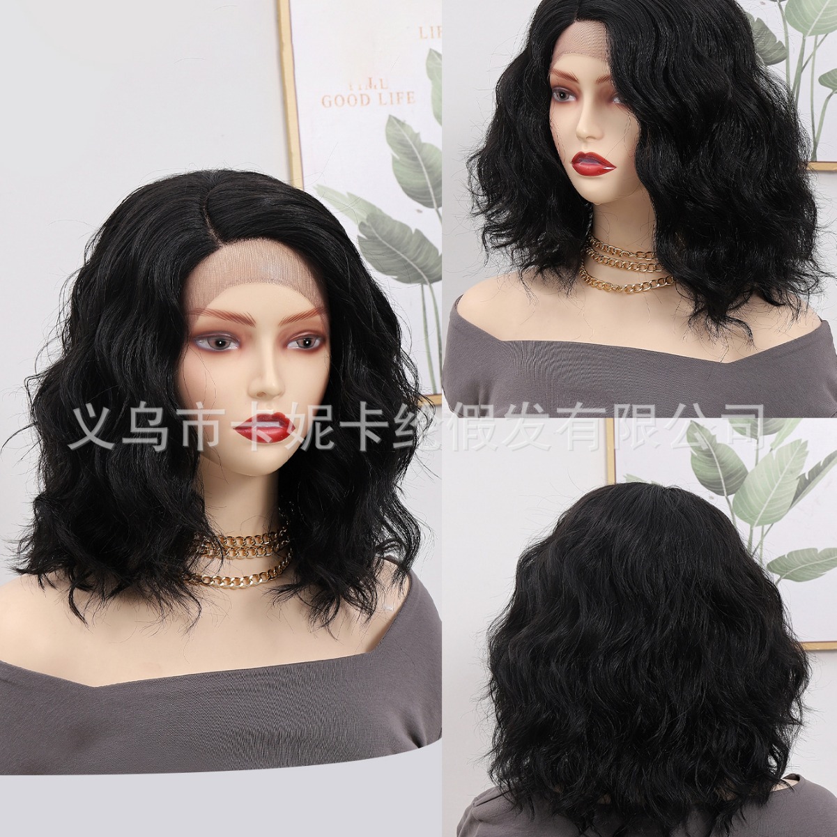 NEWLOOK nuevo cruzado europeo y americano corto mar de cabello de cabello humano de encaje real.