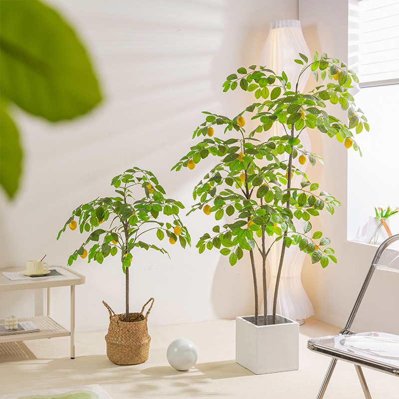 Simulación de plantas verdes, grandes plantas en macetas de limonero, muebles para el hogar, decoración de interiores, plantas en macetas de naranjos falsos