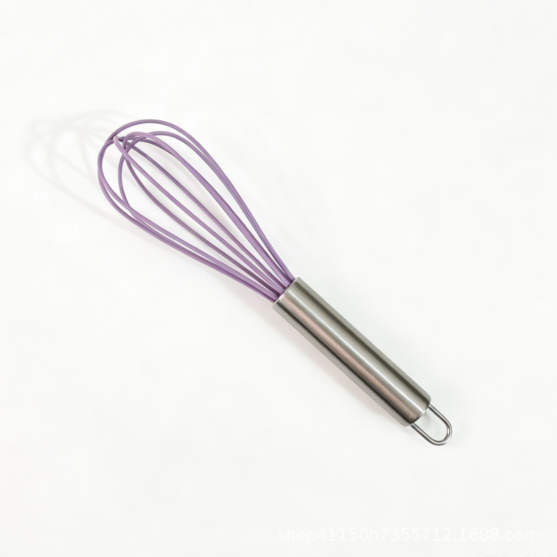 Batidor de huevos de silicona manual de acero inoxidable crema dispensador de mano licuadora mini herramienta de horneado casera colorida image 15