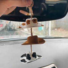 跨境亚马逊可爱牛仔帽汽车配件后视镜配件室内装饰男女装饰后视镜