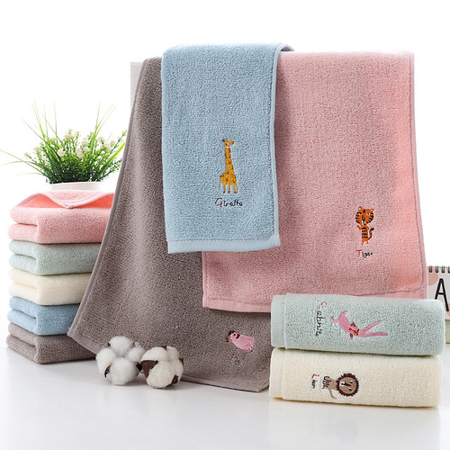 All pure cotton 32-strand children's towel 25*50 cartoon embroidered baby face towel home daily necessities face towel