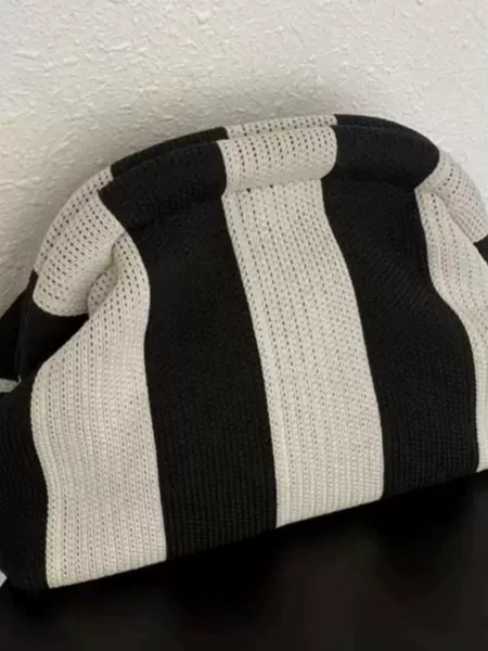 2025 New Striped Knitted Handbag for Women, Large Capacity Cloud Bag, Versatile Commuter Color-Blocking Woven Bag