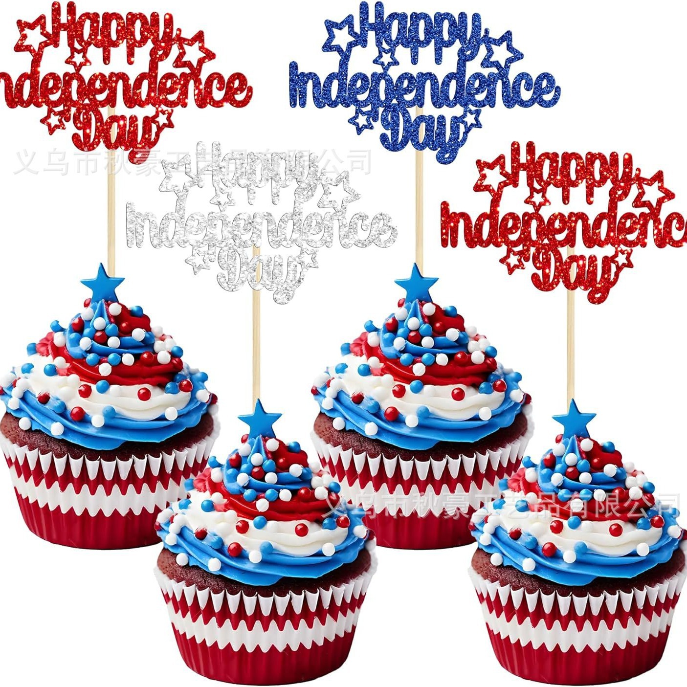 Decoración de pastel de color rojo, azul y blanco del Día de la Independencia 4 de julio Decoración de pastel Día Nacional de Estados Unidos