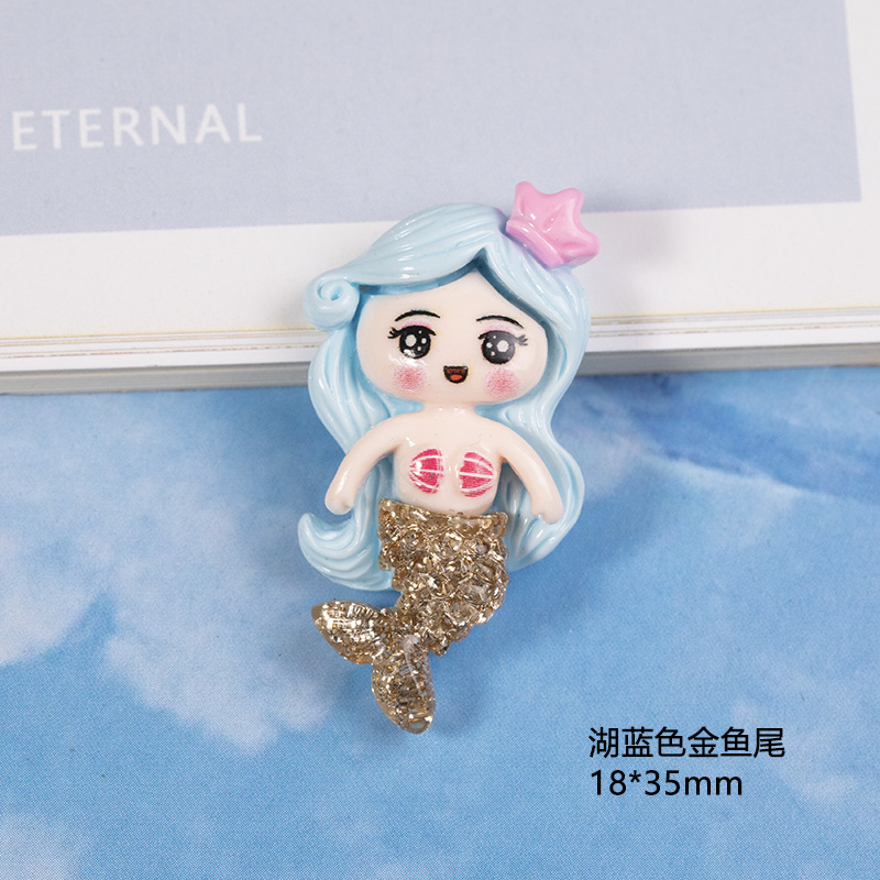 Nueva resina brillo sirena accesorios DIY crema pegamento caja del teléfono refrigerador de papelería material de parche de dibujos animados