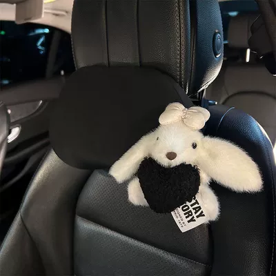 cushion, waist support pillow, car — Headrest - car-accessories-single-black-comfortable-neck-support-bunny-headrest
