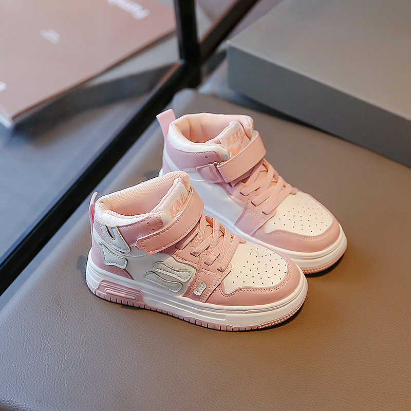 Barn högtopp sportsko Trend 2023 Höst Ny Student Läder Panel Sh för pojkar och flickor Halkfri Casual_voghion.com