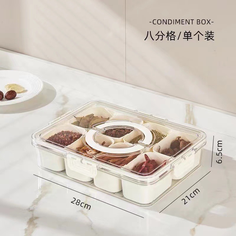 八分格密封箱クロスボーダー食品級手提げ蓋付き果物サラダ箱冷蔵庫収納箱氷粉原料箱|undefined