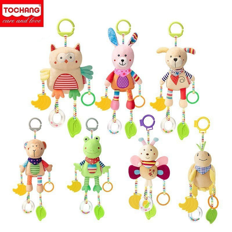 跨境婴儿床挂件宝宝车载动物安抚玩偶婴儿推车风铃毛绒公仔玩具