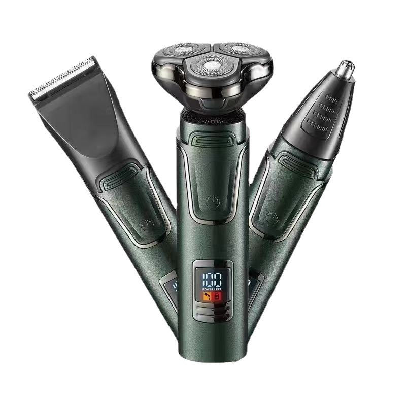 Multifunktionaler Elektrorasierer mit Digitalanzeige, USB-Aufladung, wasserdicht, 3-in-1-Gerät: Rasierer und Barttrimmer_voghion.com