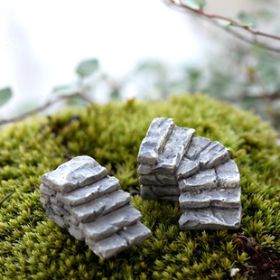 Moss micro landscape jewelry gray stone steps path stair gardening walkway DIY ornaments