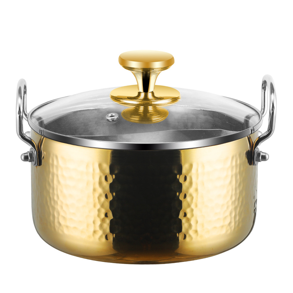 Fabricantes de comercio exterior 304 martillo de acero inoxidable olla de leche de cocina de tres capas de acero Duck Duck olla caliente 18CM olla sin humo