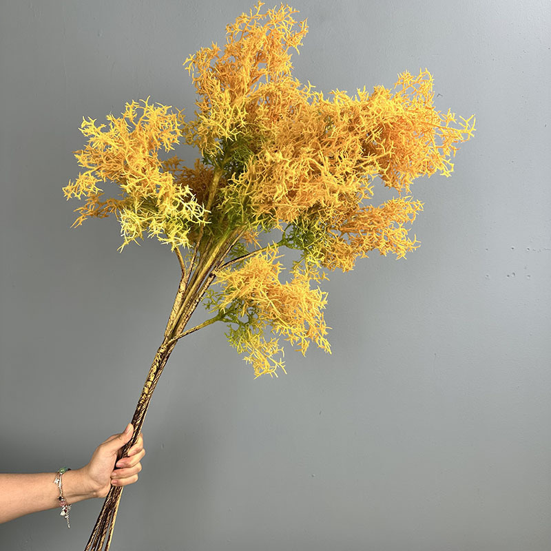Artificial Yellow Mist Flower Arrangement, Fluffy and Unique Wedding Decoration, Coral Grass, Misty Lover, Artificial Smoke Tree