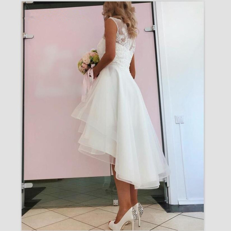 Comercio exterior europeo y americano Amazon AliExpress deseo nuevo vestido de novia corto delantero y espalda larga encaje simple vestido de novia corto image 2