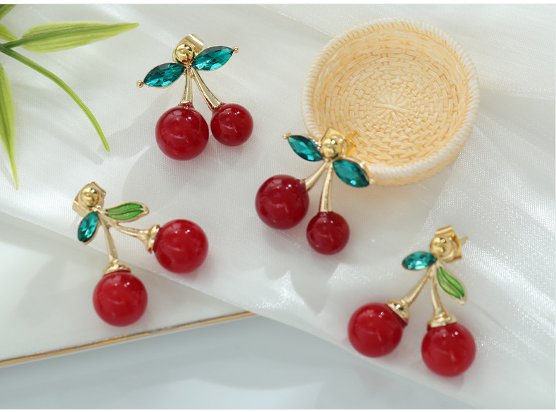 15g Weight 304 Stainless Steel Ear Needle Material Drop Earrings, Ear Studs Classification 1 Pair Quantity Casual, Date Occasion 1 Pair Sweet Cherry Arylic Alloy Drop Earrings Ear Studs